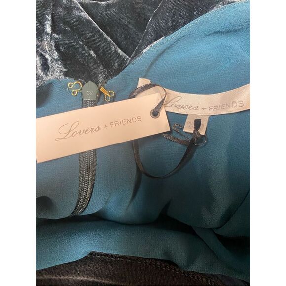 Lovers + Friends Regina Velvet Dress in Peacock Size Medium NWT (14-13) - Picture 5 of 5